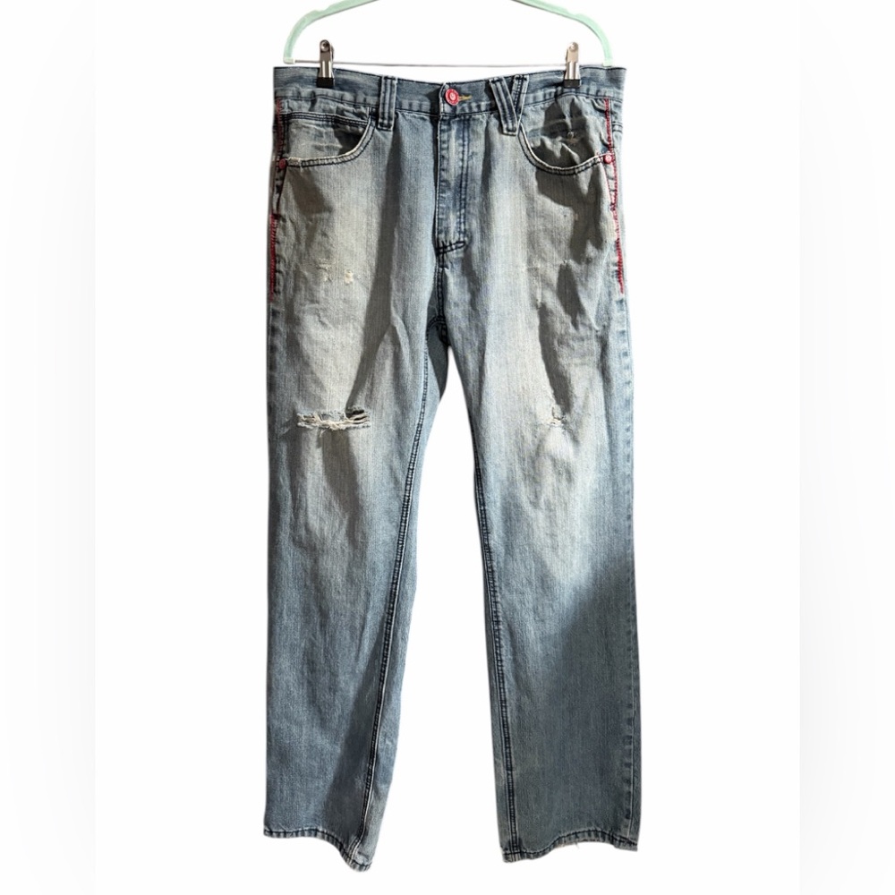 COOGI Luxe Sport Embroidered Baggy Straight Leg Denim Men’s Streetwear Y2K 36